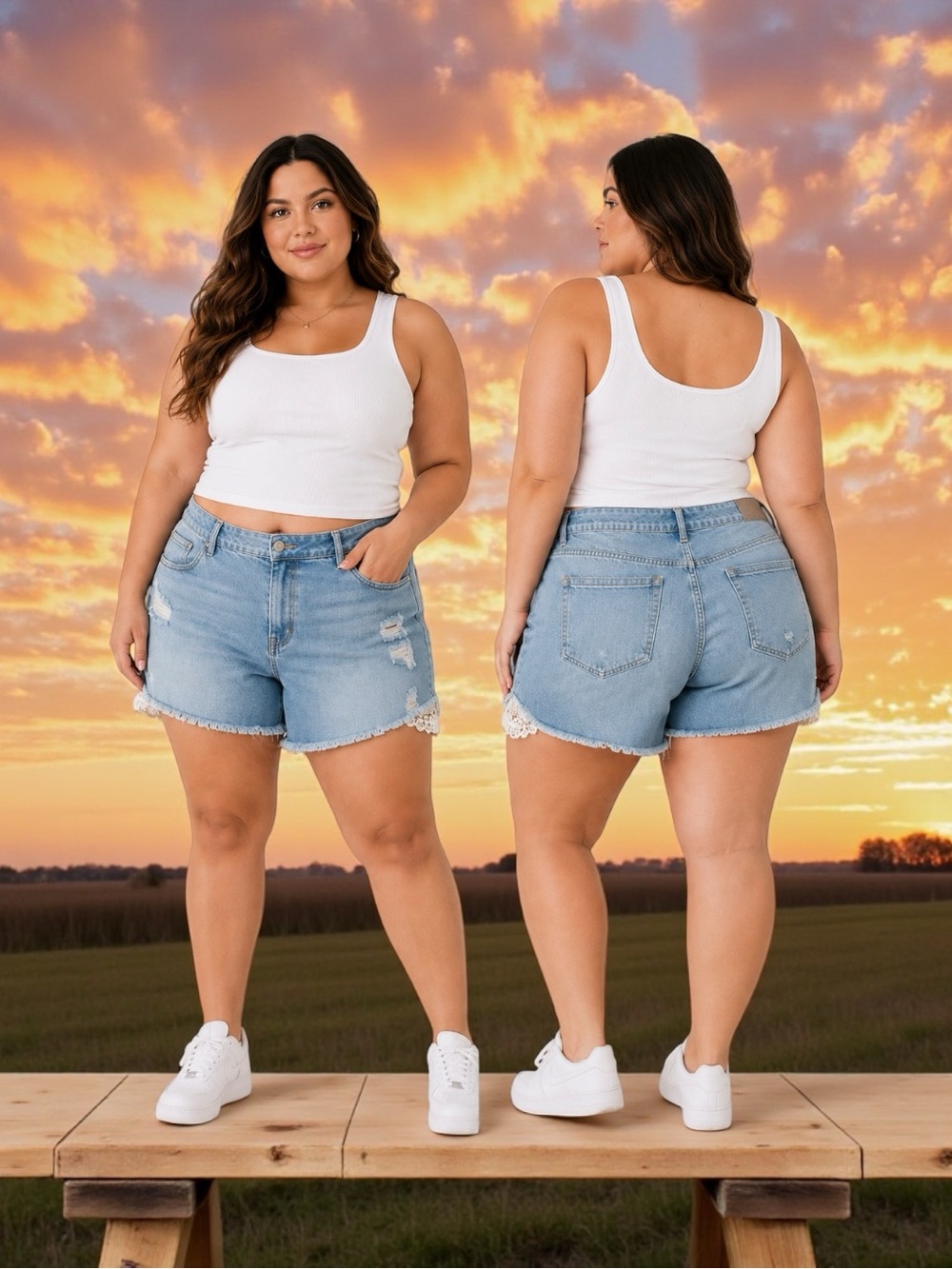 ✨ Torrid Distressed Denim Shorts with Lace Trim – Plus Size 22 ✨